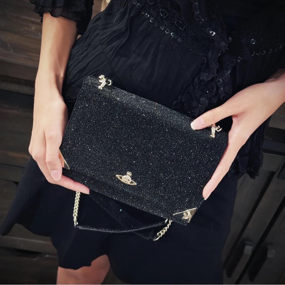 Vivienne Westwood Black Glitter Bag TWS